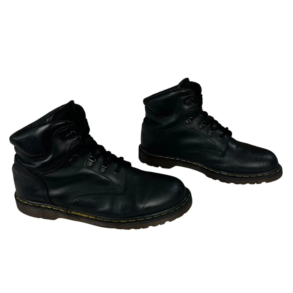 Vintage Dr Martens Black Leather Boots Mens 12 Combat Moto‎ Biker Workwear Boho